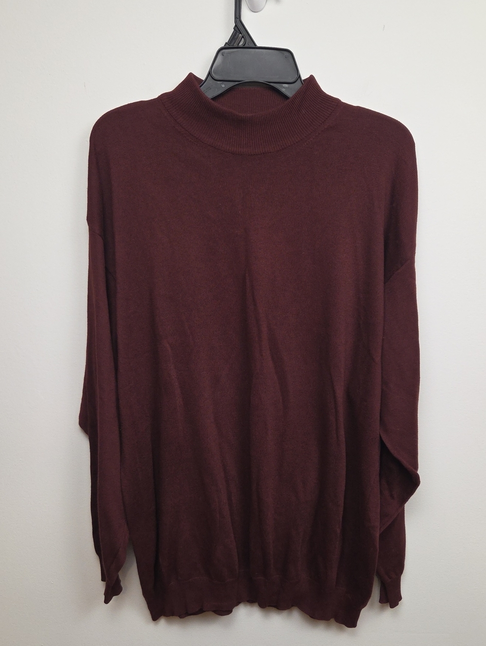 VTG Tom James Men's Cotton Made In Italy Classic Maroon Knit Sweater Fall Large